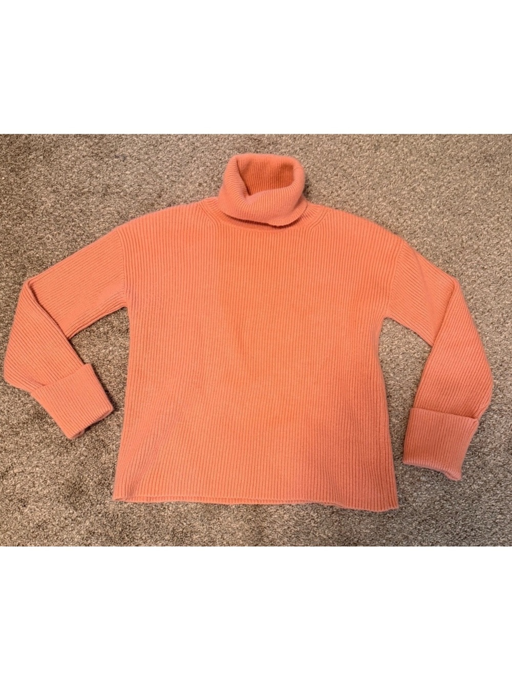 Ann Taylor Petite Coral Ribbed Turtleneck Sweater Small Petite